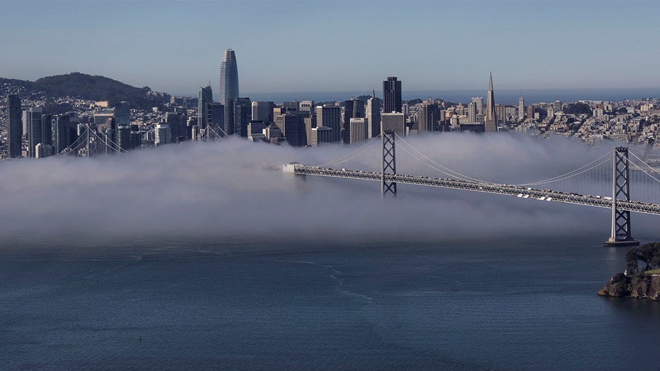 San Franciscos skyline is seen in California