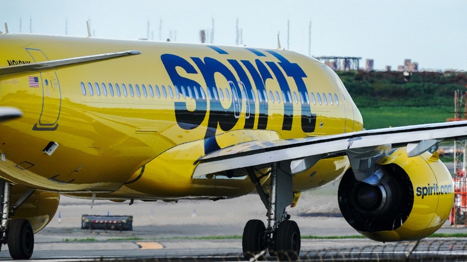 A Spirit Airlines craft takes off