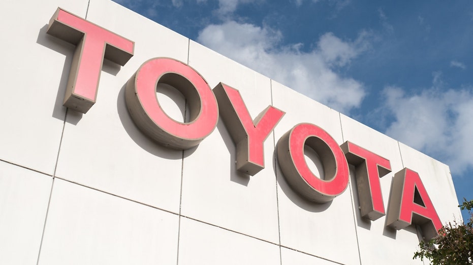 The Toyota logo connected a building