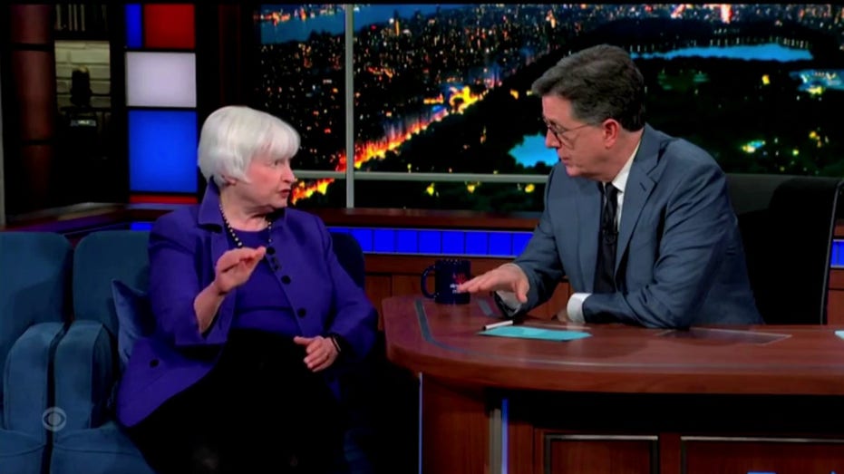 Janet Yellen and Stephen Colbert