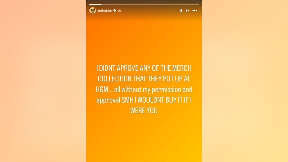 justin bieber's instagram story
