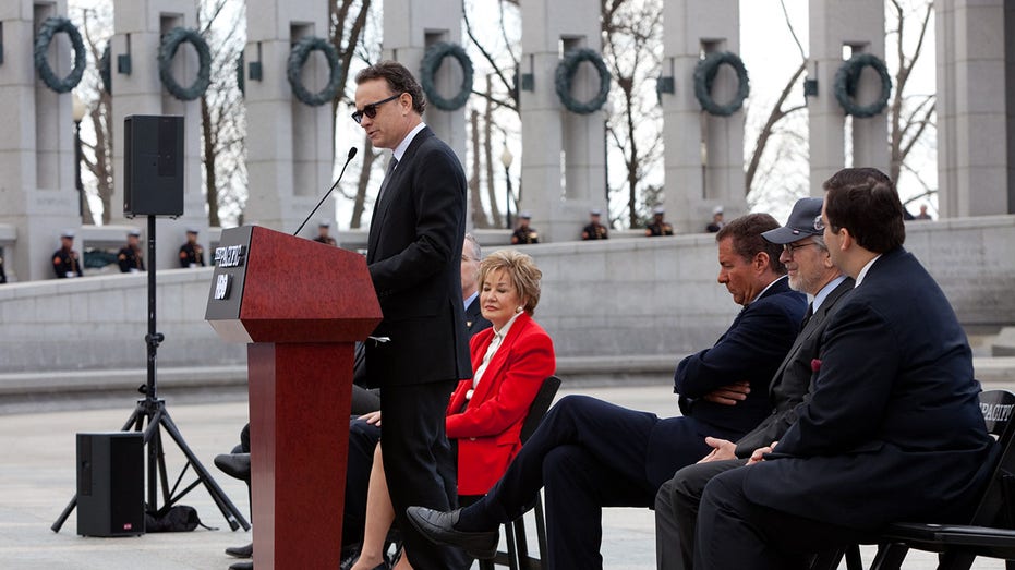 Tom Hanks at WWII memorial in Washington, D.C.