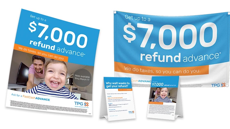 Tax refund loan poster, banner and tent cards