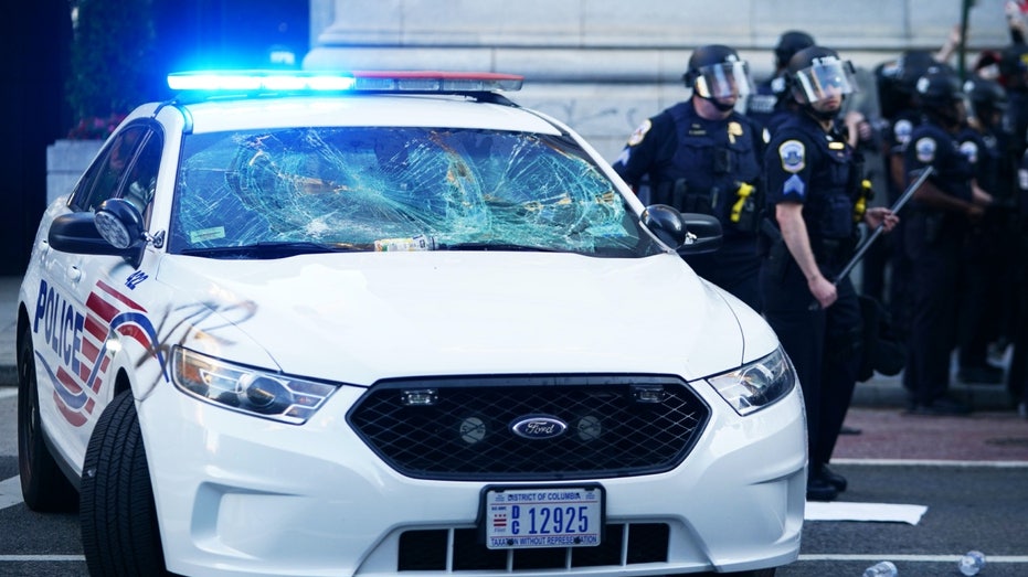 Damaged D.C. police vehicle