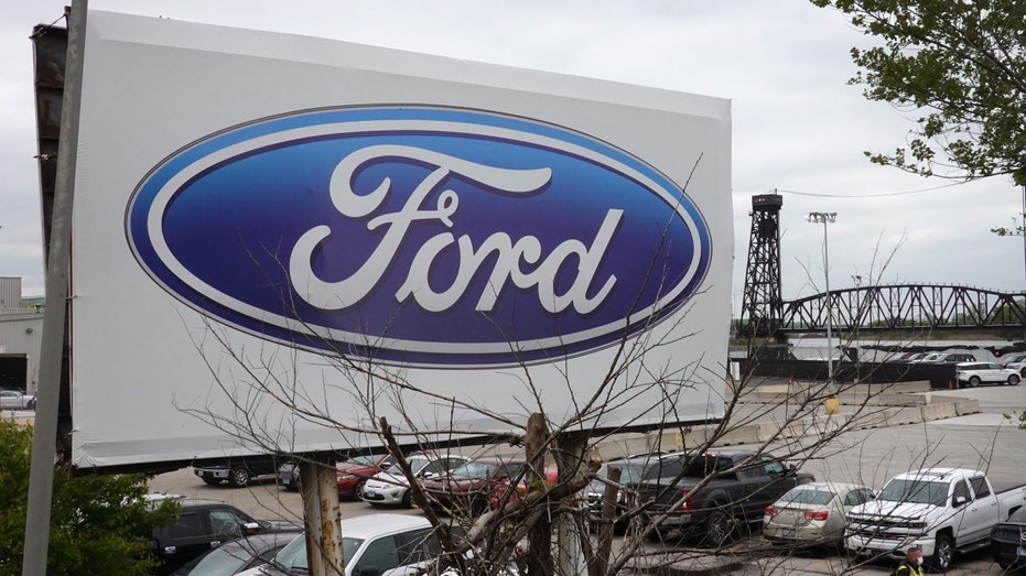 A sign sits outside of Ford's Chicago Assembly Plant
