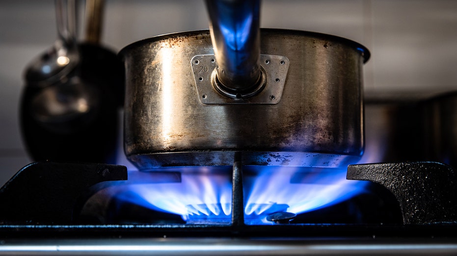 Pot boiling on gas stove