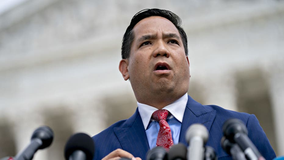 Sean Reyes, Utah attorney general, speaks during a news conference outside the Supreme Court in Washington, D.C., U.S., on Monday, Sept. 9, 2019. A group of 50 attorneys general opened a broad investigation into whether advertising practices of Alphabet Inc.'s Google violate antitrust laws. Photographer: Andrew Harrer/Bloomberg via Getty Images