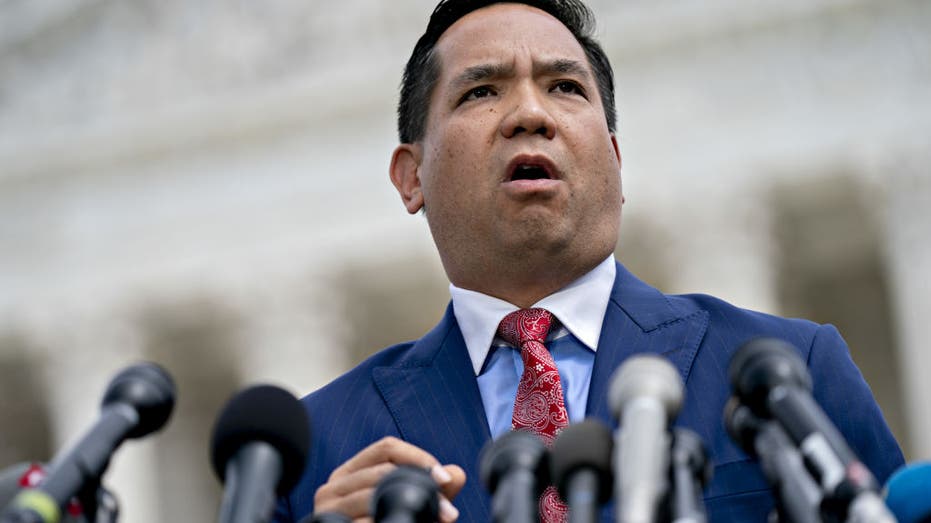 Sean Reyes, Utah attorney general, speaks during a news conference outside the Supreme Court in Washington, D.C., U.S., on Monday, Sept. 9, 2019. A group of 50 attorneys general opened a broad investigation into whether advertising practices of Alphabet Inc.'s Google violate antitrust laws. Photographer: Andrew Harrer/Bloomberg via Getty Images