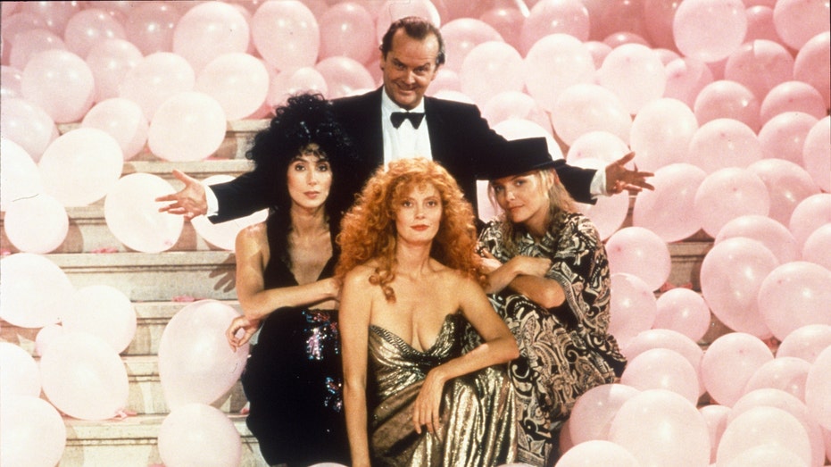 photo showing actors featured in 1987 film, Witches of Eastwick