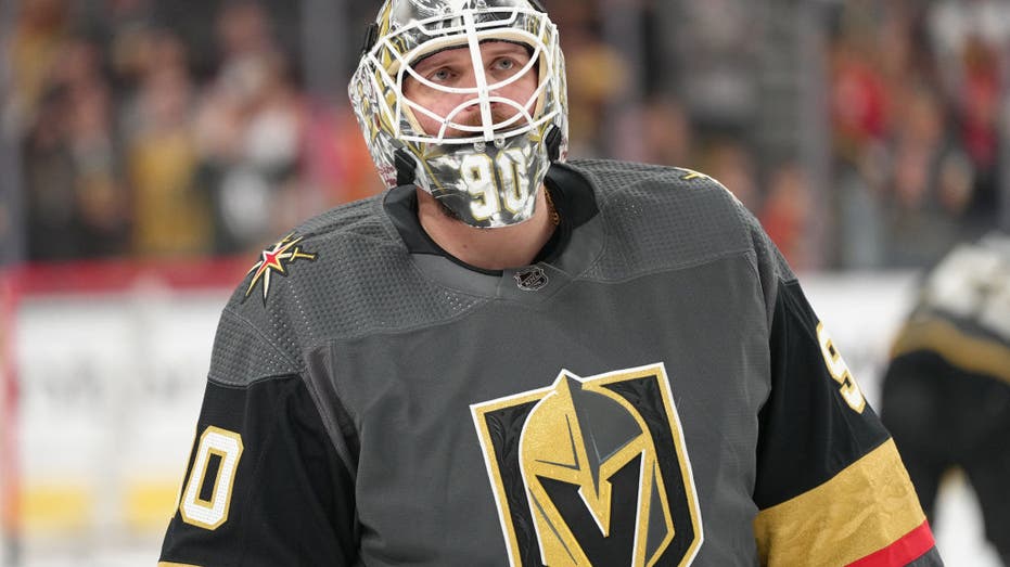 Robin Lehner in his hockey jersey