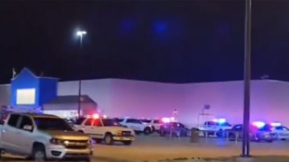 Police cars seen outside an Indiana Walmart.