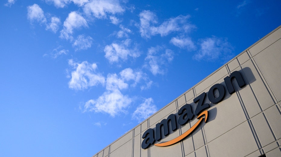 The Amazon logo at a U.S. fulfillment center