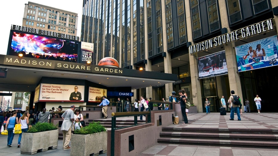 People walk outside Madison Square Garden