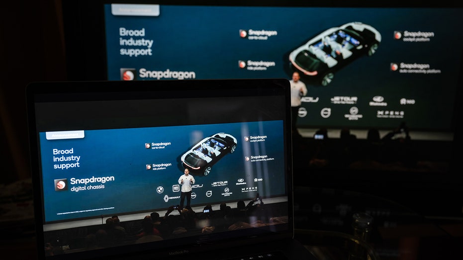 Technology presentation on a stage