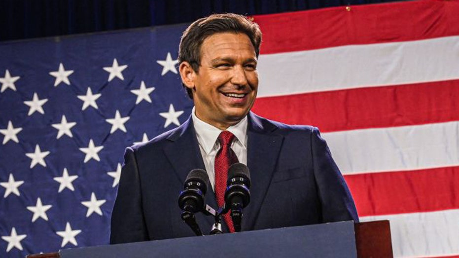 Ron DeSantis gives speech on stage