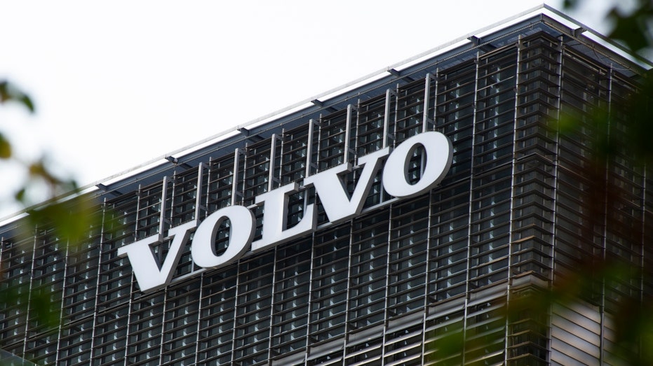 Swedish car maker Volvo Cars logo on a building