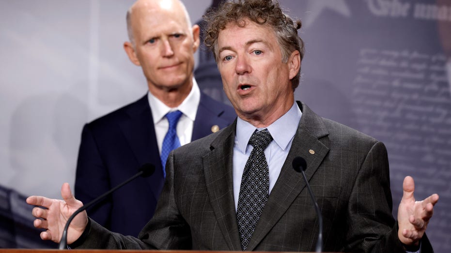 Sen. Rand Paul (R-KY) speaks during a news conference at the U.S. Capitol Building on January 25, 2023 in Washington, DC.