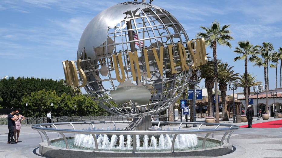 The Universal Studios globe fountain