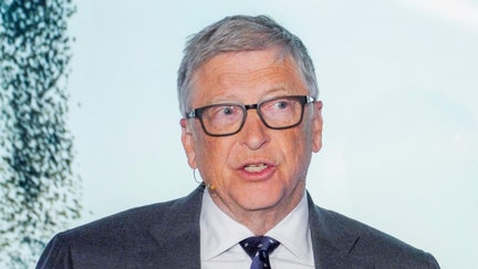 Bill Gates, Microsoft co-founder and co-chair of the Bill and Melinda Gates Foundation, addresses guests during the Oslo Energy Forum OEF 2023 at the Oslo City Hall on February 14, 2023. 