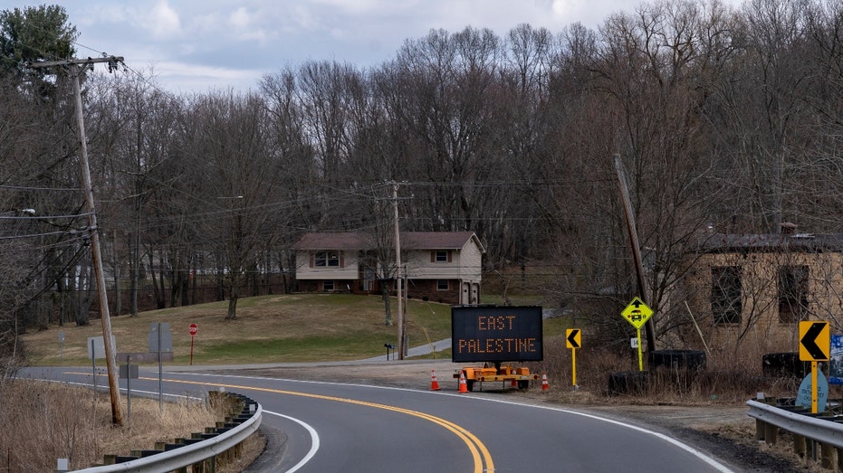 An East Palestine sign in Ohio