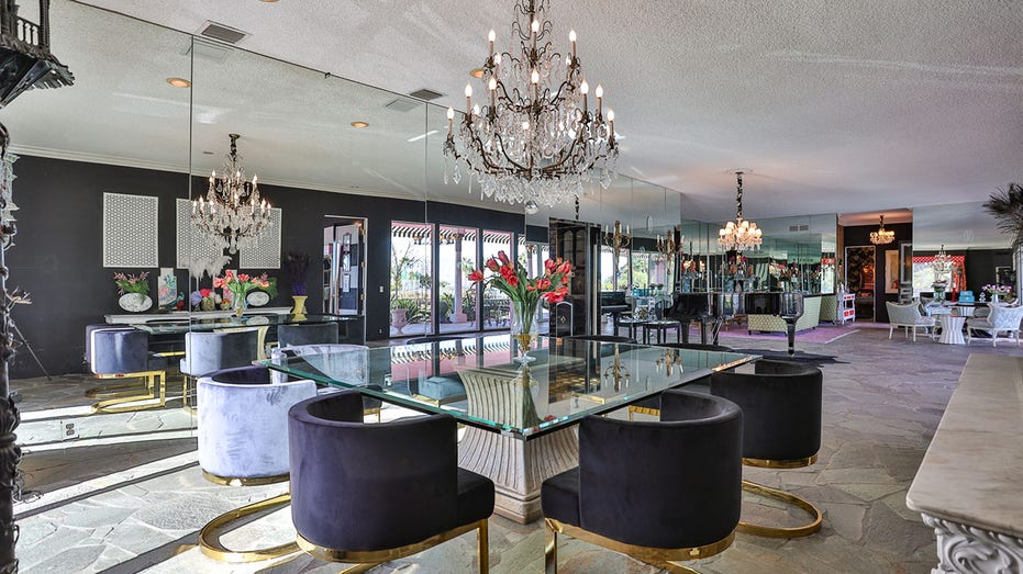 Dining room with chandelier