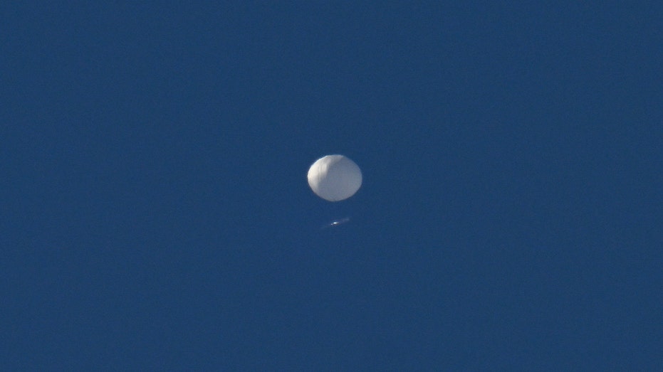 Chinese spy balloon in day sky