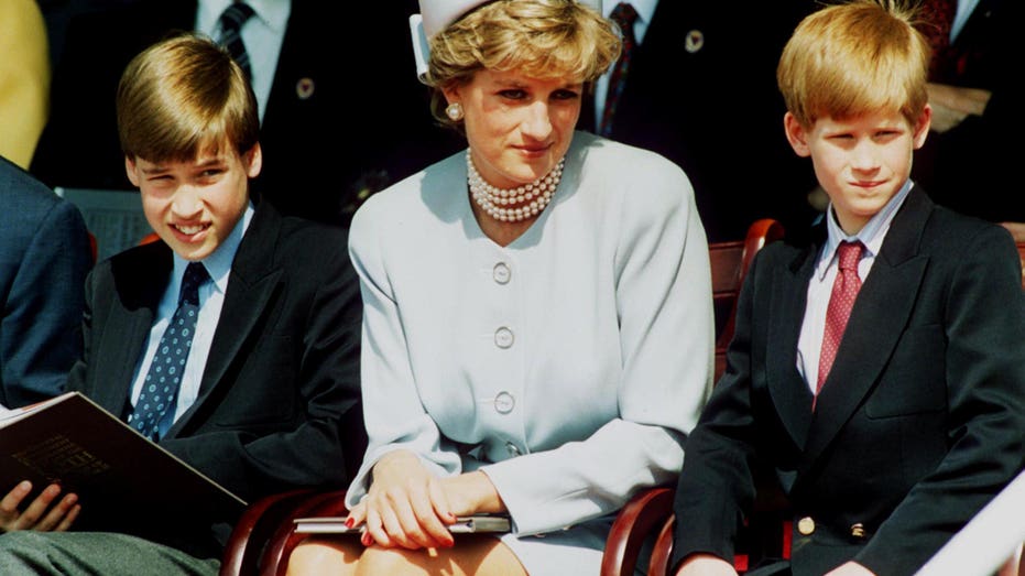 Princess Diana with Princes Harry and William