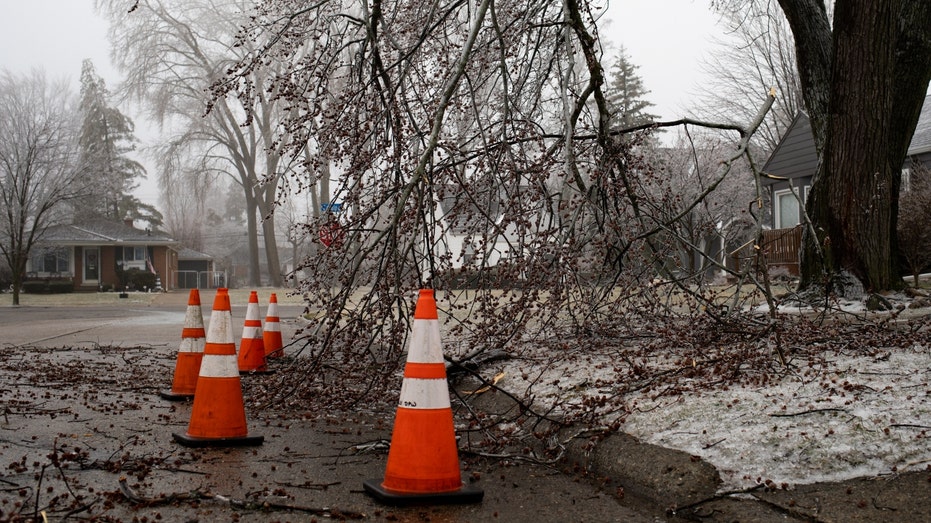 A house in Berkley, Michigan, is impacted by an ice storm