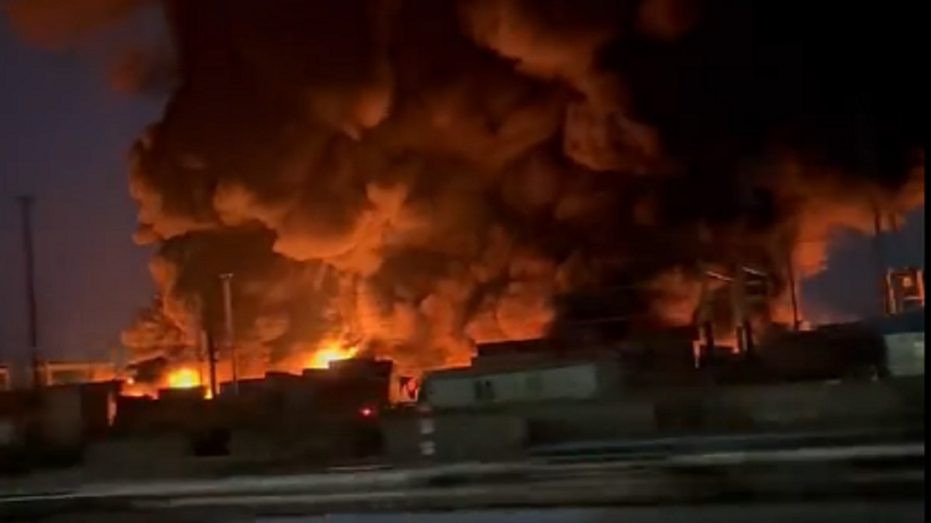 Fire at port in Iskenderun, Turkey