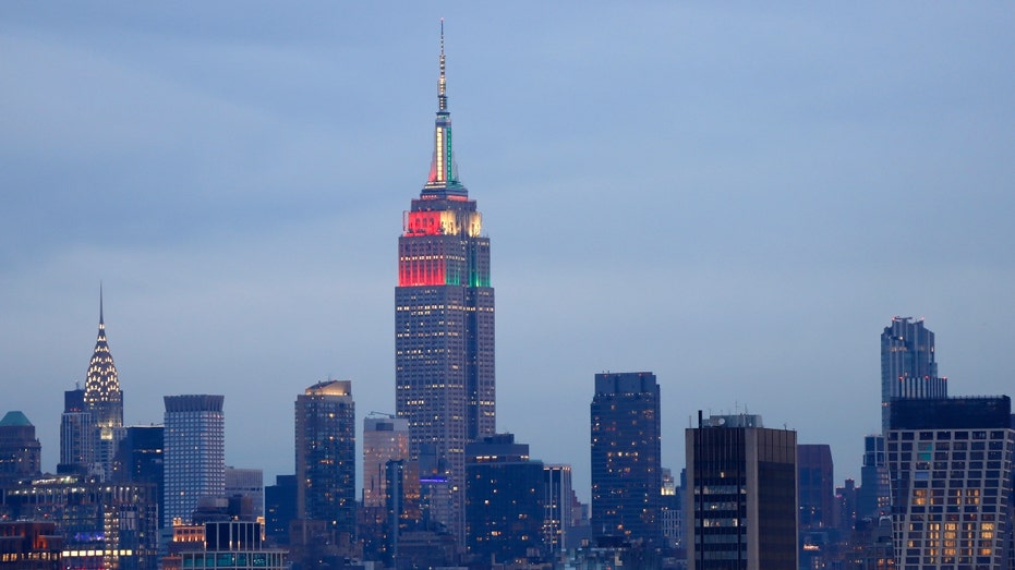 Empire State Building at center of NYC skyline in this photo