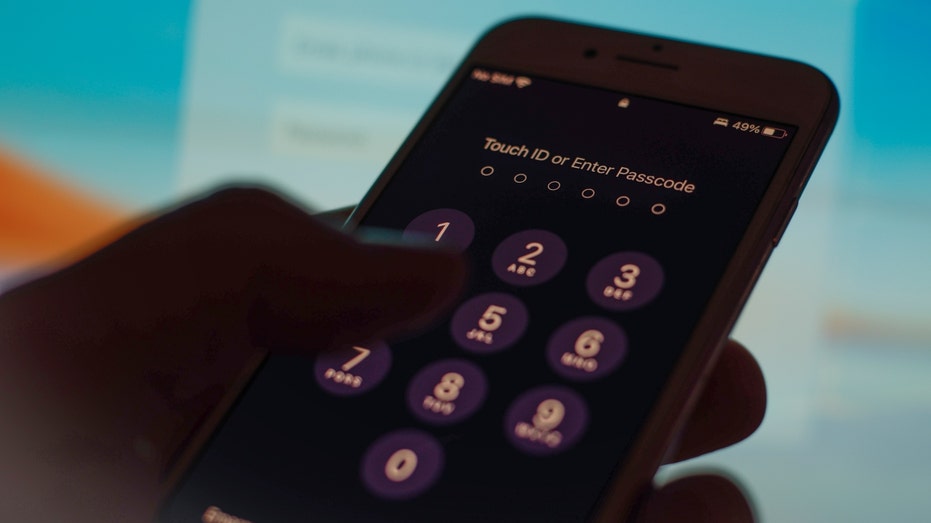 A mobile telephone passcode information screen