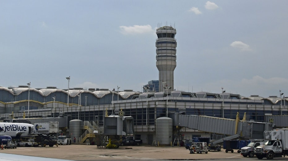 View of the control tower at Ronald Reagan International airport