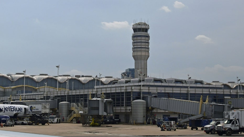 View of the control tower at Ronald Reagan International airport