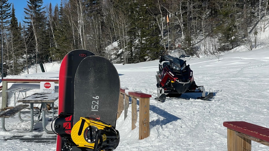 Ski equipment in snow