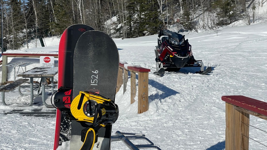 Ski equipment in snow