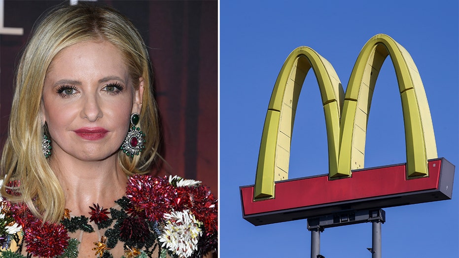 Sarah Michelle Gellar split photo with McDonalds logo