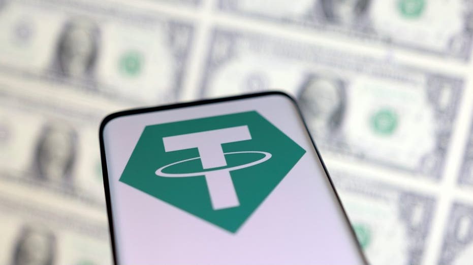 Tether logo on smartphone