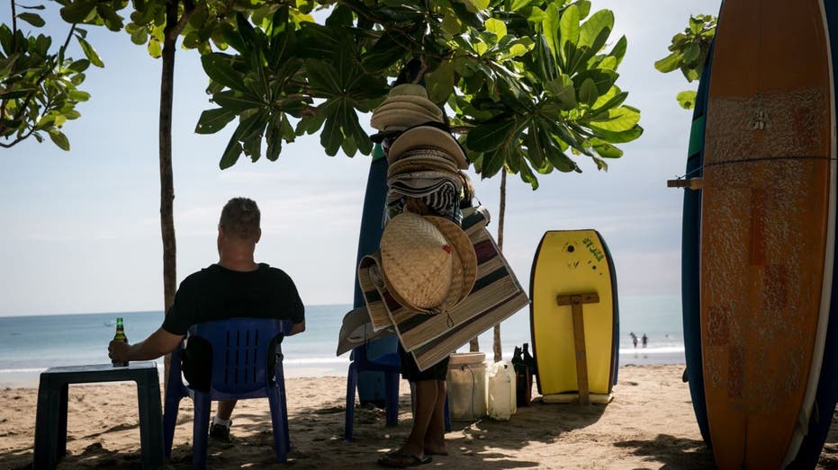 Tourists on Bali beach