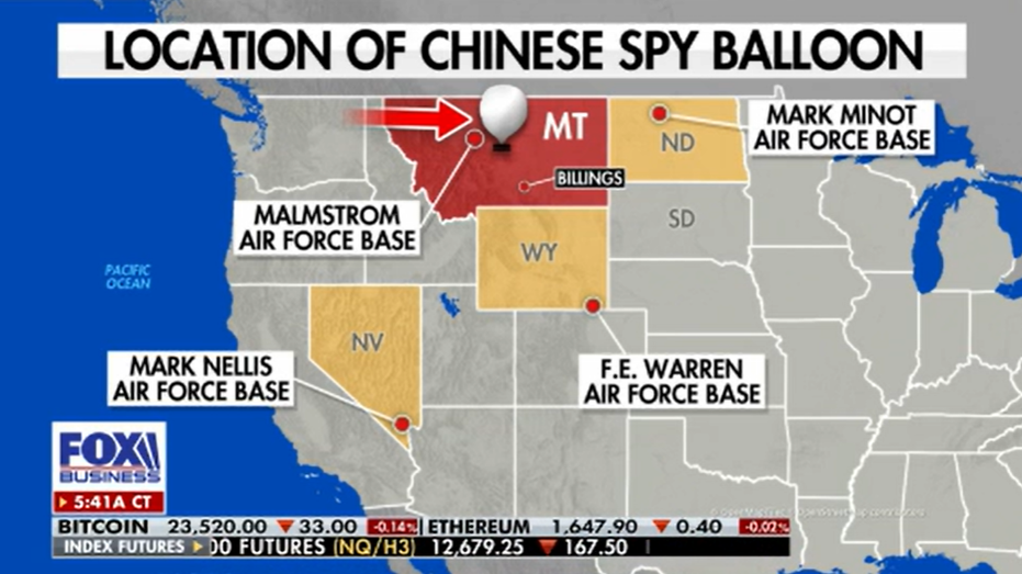 Map of spy balloon