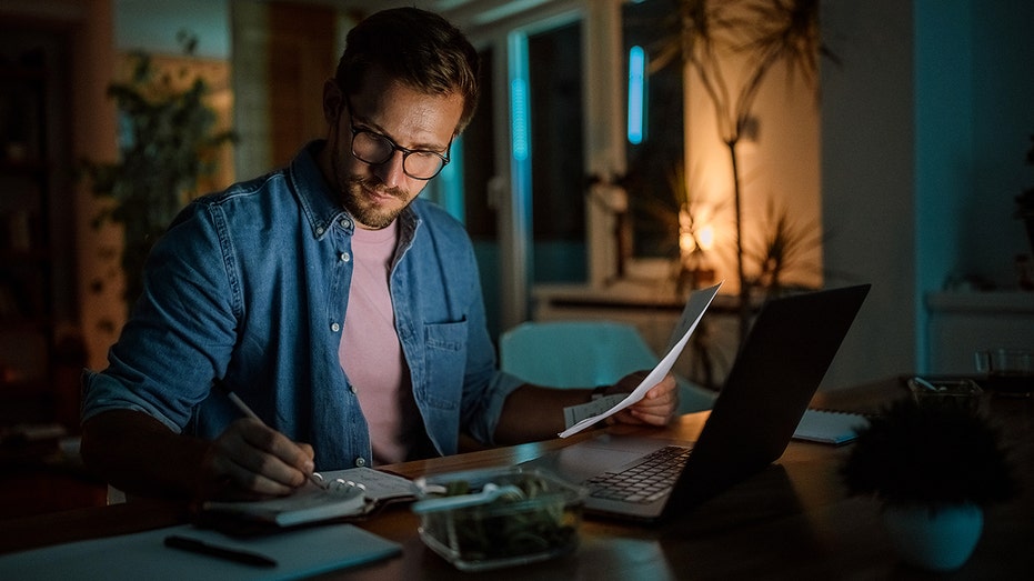 man working from home