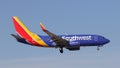 A Southwest Airlines plane lands at McCarran International Airport in Las Vegas in January 2020. On Wednesday, a pilot from another airline helped a Southwest flight land at the airport safely when one its pilots needed medical attention shortly after takeoff.
