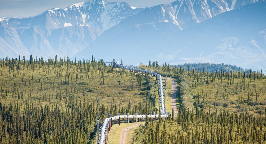 Landscape mountain view with pipeline