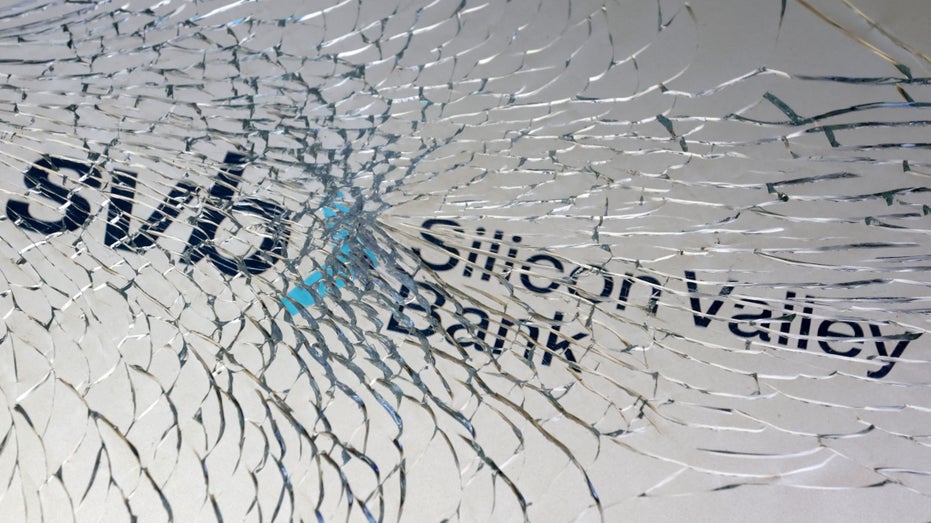 FILE PHOTO: Illustration shows SVB (Silicon Valley Bank) logo