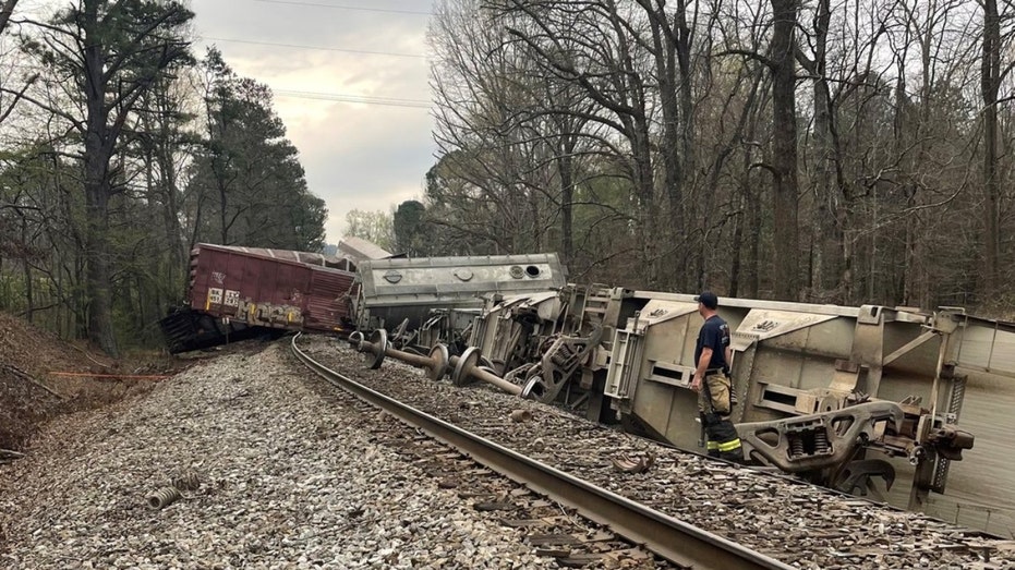 The Norfolk Southern train derailed in Calhoun County