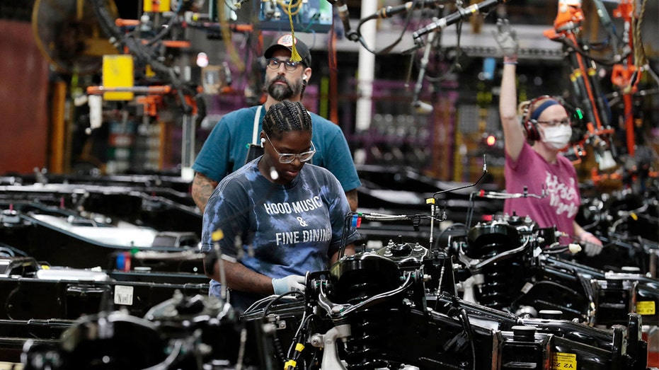 Ford auto plant workers in Dearborn, Michigan in 2022