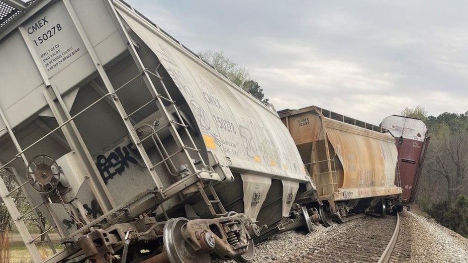 37 cars on the Norfolk Southern train derailed, including these.