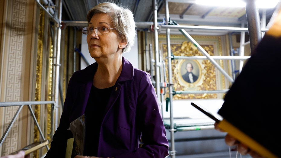 Elizabeth Warren speaks to reporters