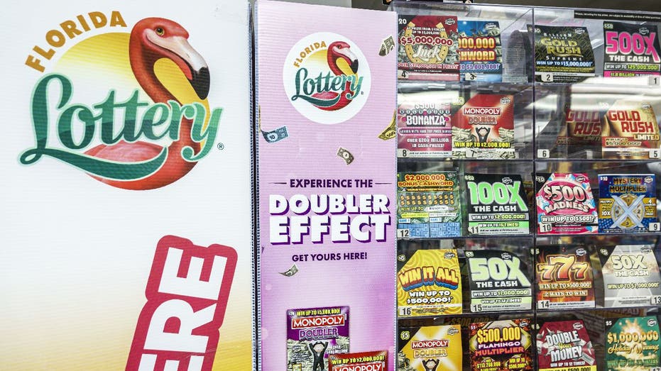Florida Lottery scratch games on display in store