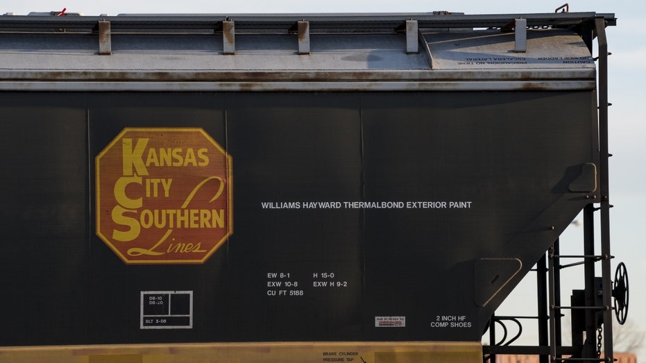 Kansas City Southern (KSC) Railway signage on a train