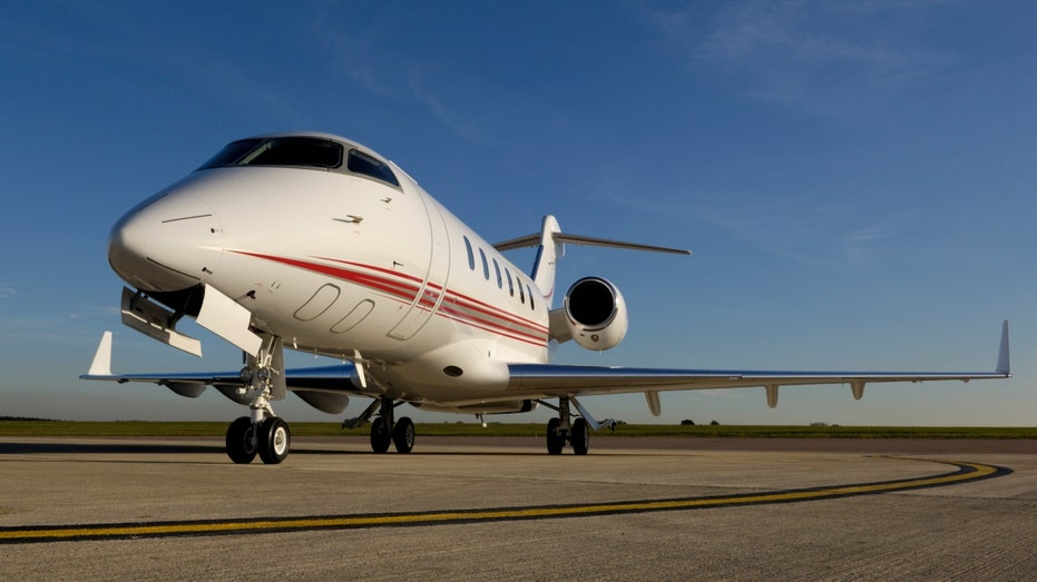 Bombardier Challenger 300 is parked